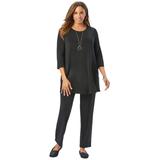 Plus Size Women's 2-Piece Stretch Knit Mega Swing Set by The London Collection in Black (Size S)