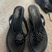 Coach Shoes | Coach Platform Flip Flop Sandals In Black With Beaded Embellishments | Color: Black | Size: 9.5