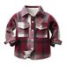 ZCFZJW Toddler Flannel Plaid Shirt Jacket Winter Plush Thick Warm Kids Baby Boys Girls Long Sleeve Lapel Button Down Shacket Coat Casual Cotton Shirts with Pockets(Red 6-12 Months)