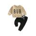 Toddler Baby Boys Casual Tracksuits Autumn Spring Two-Piece Letter Long Sleeve Pullover Sweatshirts+Drawstring Sports Pants