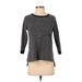 Ann Taylor LOFT Sweatshirt: Crew Neck Covered Shoulder Gray Color Block Tops - Women's Size Small