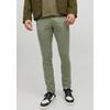 Chinos JACK & JONES "JPSTMARCO mit Stretchkomfort und schmalem Bein", Herren, Gr. 29, Länge 34, grün (deep lichen grün), Web, Obermaterial: 98% Baumwolle, 2% Elasthan, unifarben, modisch, slim fit normal, Hosen, mit Reißverschluss