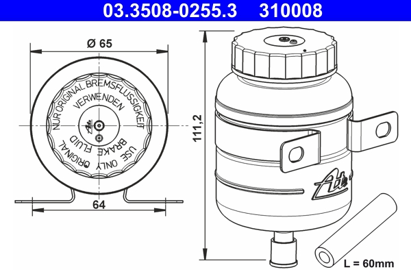 ATE Ausgleichsbehälter, Bremsflüssigkeit Universal 03.3508-0255.3 Image