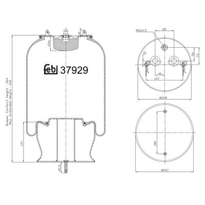 FEBI BILSTEIN Federbalg, Luftfederung Universal vorne rechts links mit Kolben 228mm 37929 Image
