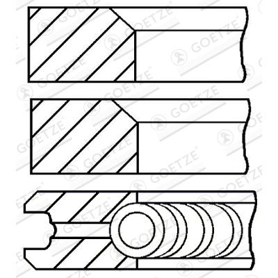 GOETZE ENGINE Kolbenringsatz Universal für FIAT 1930244 1901524 08-523000-00 Image