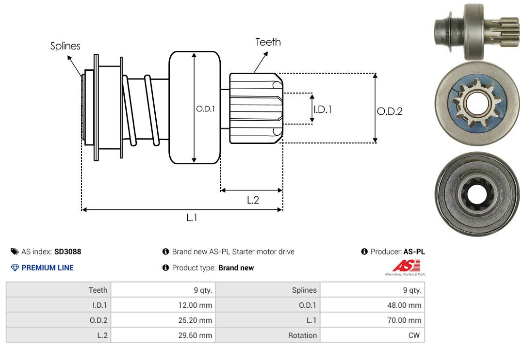 AS-PL Freilaufgetriebe, Starter Universal SD3088 Image