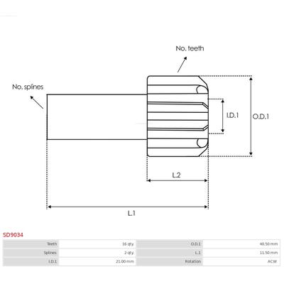 AS-PL Freilaufgetriebe, Starter Universal SD9034 Image