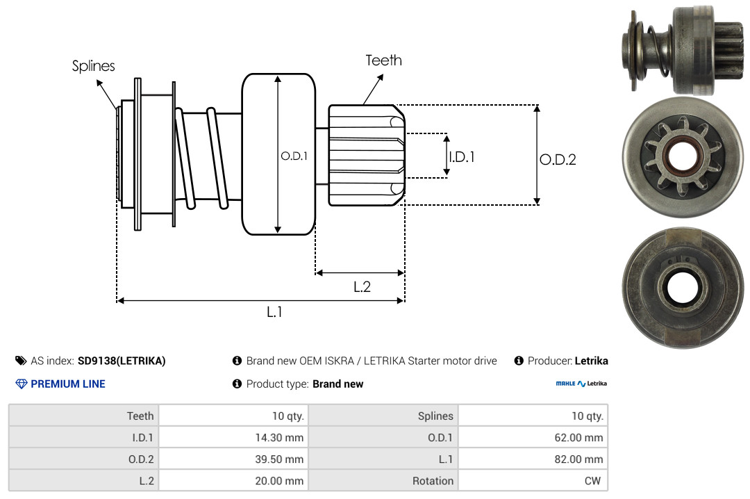 AS-PL Freilaufgetriebe, Starter Universal SD9138(LETRIKA) Image