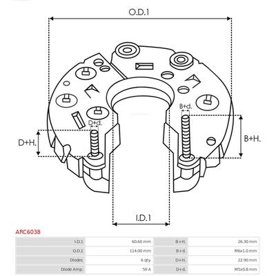 AS-PL Gleichrichter, Generator Universal 114,00mm ARC6038 Image