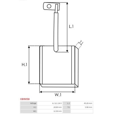 AS-PL Kohlebürste, Generator Universal 6V OB9058 Image