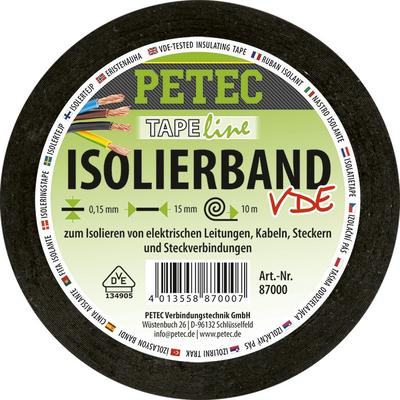 PETEC Isolierband, 15 MM x 0,15 10 M Isolierband schwarz 87000