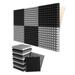 12 Pack Self-Adhesive Sound Proof Foam Panels 2x12x12 Inch Pyramid Design Acoustic Foam for Home Black + Gray