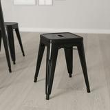 Merrick Lane Set of 4 18 High Backless Stacking Dining Stools with Durable Metal Frame in Black