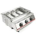 TFCFL 18.5 Stainless Steel Portable BBQ Grill Sear 3 Burner Side Gas Grill Cooker for Non-Stick Roasting