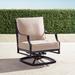 Grayson Swivel Lounge Chair with Cushions in Black Finish - Salta Palm Air Blue - Frontgate