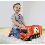 Lena ACTROS Toy Garbage Truck Trucks for 3 Year Old Boys and Girls Realistic Trash Waste Management Garbage bin Orange and Silver 1:15 Scale Model