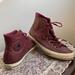 Converse Shoes | Converse Chuck Taylor All Star Leather High Top Sneakers Size 8 | Color: Purple/Red | Size: 8