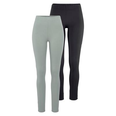 Leggings BOYSEN'S, Damen, Gr. 38 (S), N-Gr, grün (schwarz, salbei), Jersey, Obermaterial: 95% Baumwolle, 5% Elasthan, unifarben, Basic, sehr figurbetont knöchellang, Hosen, mit Baumwolle NEUE FARBE Image