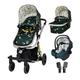 Cosatto Giggle Trail 3 in 1 Travel System - Birth to 20kg - Mutli Terrain Tyres - Includes iSize Car Seat & Adapters & Matching Raincover (Birdland)