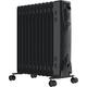 MYLEK Oil Filled Heater Radiator 2.5KW - Adjustable Thermostat, 3 Heat Settings - Electric Portable Black Heater - Energy Efficient - Safety Tip Over Protection (2500W Black)