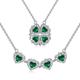 POPLYKE Sterling Silver Lucky Four Leaf Clover Necklace for Women Green Cubic Zirconia Magnetic Folding Heart Love Pendant Necklace Jewellery