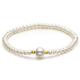 ZHOU LIU FU White Freshwater Pearl Bracelet for Women Pearl Stretch Bracelet with 18ct/750 Yellow Gold Ball Cultured Pearls Stretchable Bracelets 18cm