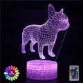 Lampe de Table en acrylique à effet d'illusion 3D pour chien carlin lumières LED USB décor de