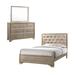 House of Hampton® Jazeer Metallic Champagne 3-Piece Bedroom Set w/ Dresser & Mirror Upholstered in Brown | 59.75 H x 79.25 W x 83.75 D in | Wayfair