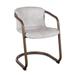 Williston Forge Guzman Metal Arm Chair in Antique Ebony Upholstered/Metal/Genuine Leather in White | 30 H x 24 W x 22 D in | Wayfair