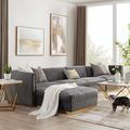 Gray Sectional - ESTETICA FURNITURE Sanguine Channel Tufted Performance Velvet 5-Piece Modular Sectional Sofa by Modway Velvet | Wayfair