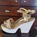 Kate Spade Shoes | Kate Spade Y2k Vintage Chunky Wedge Sandals | Color: Gold/Tan | Size: 10