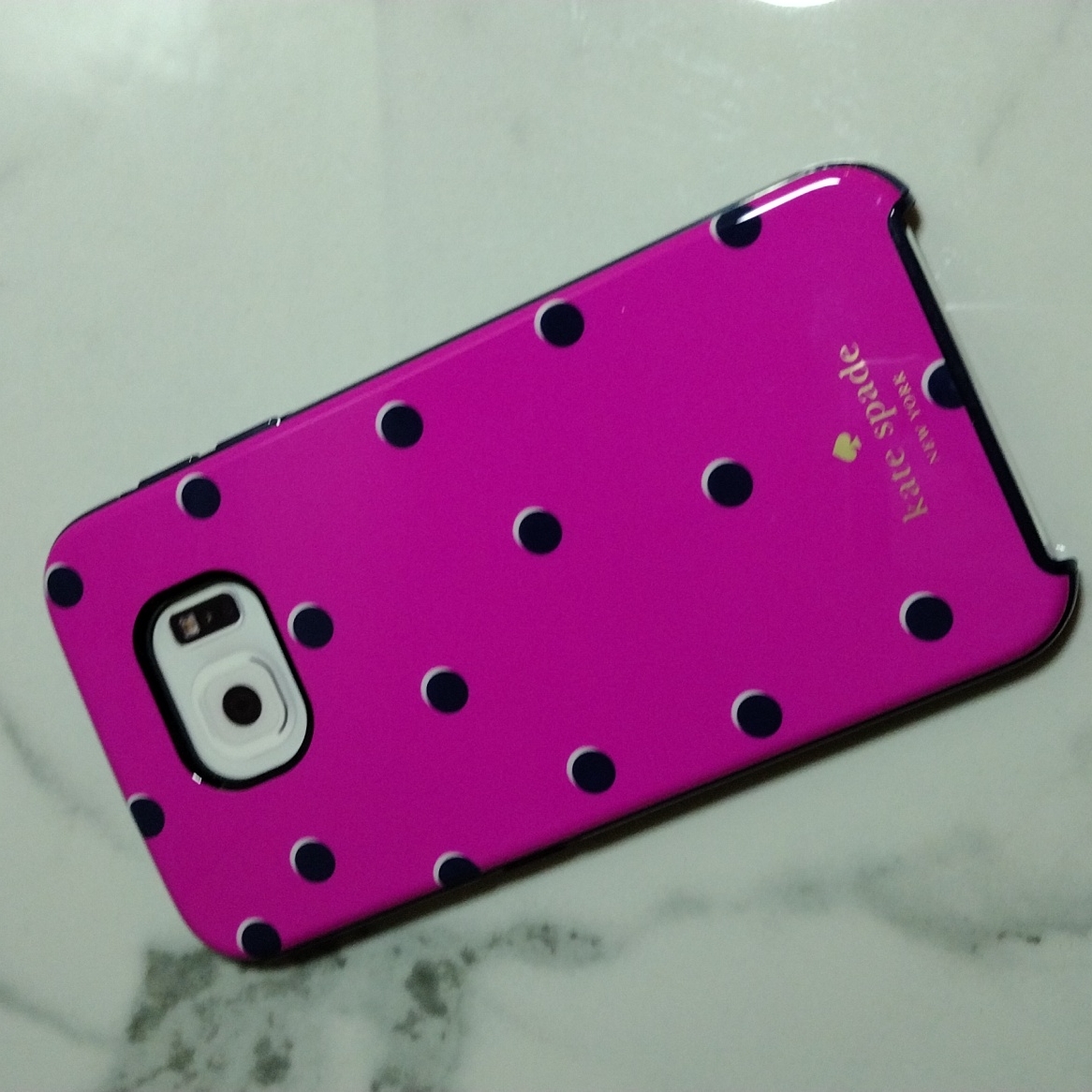 Kate Spade Accessories | Kate Spade Pink & Navy Dot Galaxy S6 Hybrid Hard Shell Phone Case New | Color: Black/Pink | Size: Galaxy S6