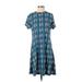 Jon & Anna Casual Dress - A-Line Crew Neck Short sleeves: Blue Dresses - Women's Size Small