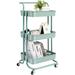 HomCom 3 Tier Rolling Trolley w/ Hook & Handle Storage Organizer Metal in Green | 34 H x 16 W x 13 D in | Wayfair B08J489P36.3Green