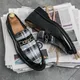 Mocassins italiens de haute qualité pour hommes chaussures de luxe en cuir à enfiler Style