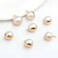 Pendentif en Perles Baroques Blanches 100% Naturelles 4 Pièces/Lot Boule Ronde Breloques pour