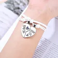 Grand Bracelet Coeur Réglable pour Femme Corde en Cuir Kpop Amour Petit Pendentif Strass