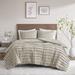 Beautyrest Maddox 3 Piece Striated Cationic Dyed Oversized Comforter Set with Pleats