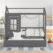 Twin Size Storage House Bed Wood Platform Daybed with Twin Trundle / Roof / Window / Chimney Decor / Wood Slats Support