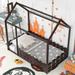 Twin Size Open Frame Floor Play House Bed with Fence-Shaped Guardrails