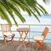 EEPHO 3 Pieces Patio Folding Wooden Bistro Set Cushioned Chair