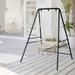 Outdoor Swing Frame for Porch Heavy Duty Iron Hammock Chair Frame with 3 Hanging Rings A-Frame Hammock Chair Stand for Porch Backyard Garden Playground STAND ONLY