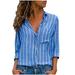 Pocket Multicolor Temperament Striped Top Shirt Long Women s Fashion Sleeve Women Shirts Womens Quarter Sleeve Ladies round Neck T Shirts Womens Long Sleeve Shirts with Buttons Womens Baseball Long