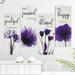 Hvxrjkn 4 Pieces Flower Pictures Wall Decor Living Room Hanging Pictures Wooden Art Wall Decor Wall Art Pictures Thankful Grateful Blessed Home Decoration (Purple)