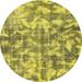 Ahgly Company Indoor Round Abstract Golden Brown Yellow Abstract Area Rugs 6 Round