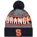 Men's New Era Navy Syracuse Orange Logo Striped Cuff Knit Hat with Pom