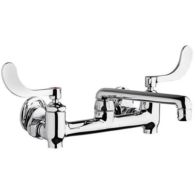 Chicago Faucets 640-S6E35-317YAB Wall-Mounted Manual Sink Faucet with 1.5 GPM Pressure Compensating Softflo Aerator and 4" Wristblade Handles