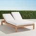 Calhoun Double Chaise with Cushions in Natural Teak - Boucle Air Blue - Frontgate