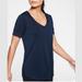 Athleta Tops | Athleta Navy Blue Scoop V-Neck Short Sleeve Breezy Tee Top | Color: Blue | Size: Various