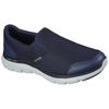 Slip-On Sneaker SKECHERS "FLEX ADVANTAGE 4.0", Herren, Gr. 48,5, blau (navy), Textil, Synthetik, sportlich, Schuhe Modernsneaker Sneaker low, Slipper, Schhlupfschuh, Komfortschuh mit Air Cooled Memory Foam